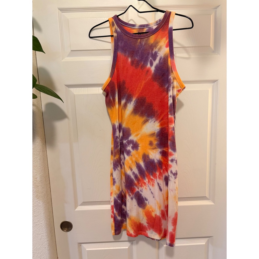 SO Tie Dye Mini Dress XL Orange Purple Red Sleeveless Racerback JG05G113RP